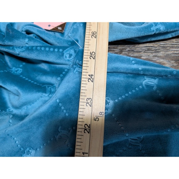 NWT Juciy Couture 1X Short Dress Aqua Velour‎ Flare L Embossed Crowns Scoop Neck - Picture 9 of 9